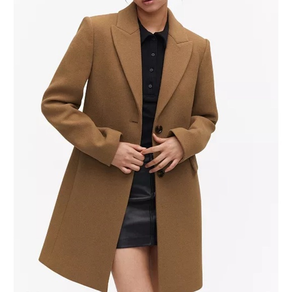 Mango‎ Wool Blend Single Breasted Camel Old Money Coat Tan Size Small - Picture 1 of 9